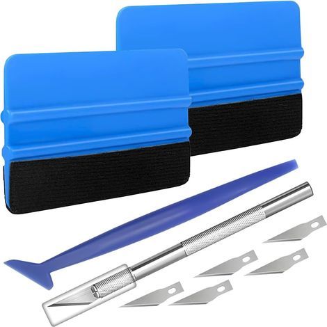 Kit de 9 outils pour le teintage de vitres de voiture – Raclette pour la pose de films vinyles et le lissage de papier peint – Ensemble d'installation avec raclette à feutrine, mini-raclette (1/5)