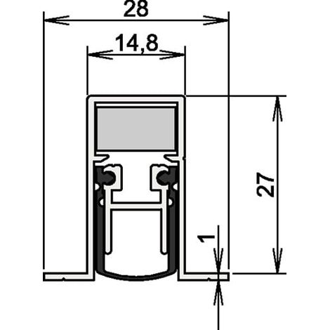 athmer joint de porte Schall-Ex DUO L-15/28 OS 1-404 2-s.L.833mm Alu.argenté HLT - 1-404-0835 (1/3)