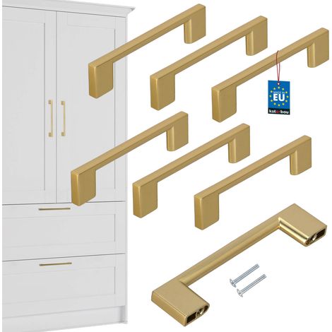 Tirador para muebles de cocina KOTARBAU® Clásico Moderno Oblongo Largo Oro Mate 126 MM Espacio entre 96 MM Juego de 6