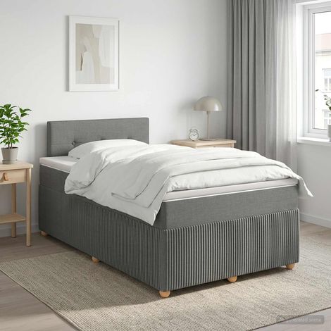 vidaXL Lit boxspring avec matelas Gris foncé 120 x 190 cm Tissu (1/5)