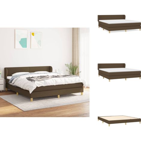 Sommier à lattes de lit avec matelas Marron foncé 180x200 cm - Lit Double - Lit Tapissier - Literie - Matelas À Ressorts Ensachés - Tête De Lit Ajustable (1/5)