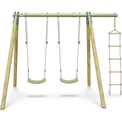 Portique bois poutre métal 1,90 m Techwood Premium PIKI 2 - 3 enfants (1/5)