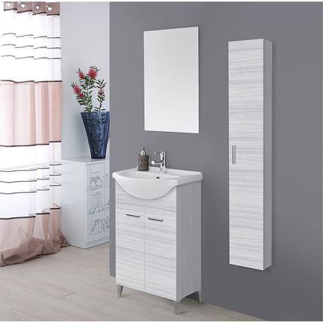 MOBILE BAGNO C/SPECCHIO CM.56X87H GRIGIO SBIANCATO (1/6)