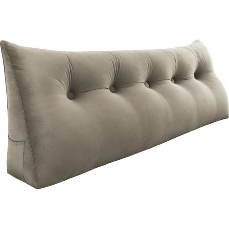 VERCART Großes Keil Lesekissen, Langes Bettruhe Rückenkissen, Dekoratives Kopfteilkissen, Dreieckiges Positionierungs Körperkissen für Tagesbett oder Couch, Samt Bräunen, 160cm