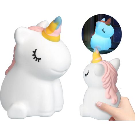 Lampada notturna a LED in silicone a forma di unicorno per bambini, con cavo USB morbido e 8 colori. (1/5)