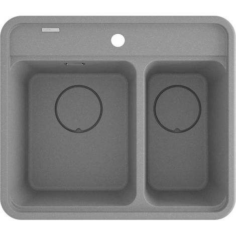 deante MOMI ZKMS503 fregadero de granito 1,5 cubetas gris metálico