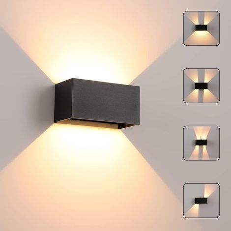 Applique murale LED intérieure/extérieure, applique murale blanc chaud 24 W, applique moderne, appliques murales étanches IP65, appliques à angle de faisceau réglable vers le haut et vers le bas, noir (1/5)