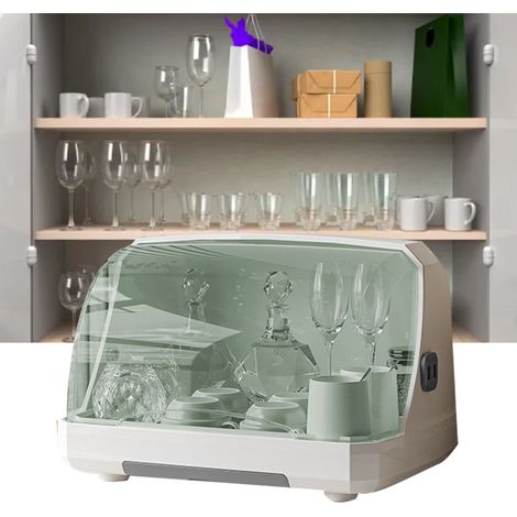 Multifunktionaler Aufbewahrungsorganizer, Tassenständer, Abtropfgestell für Becher, staubdichter Glas-Teetassenhalter mit Deckel und Abtropffläche, groß, grau (1/5)
