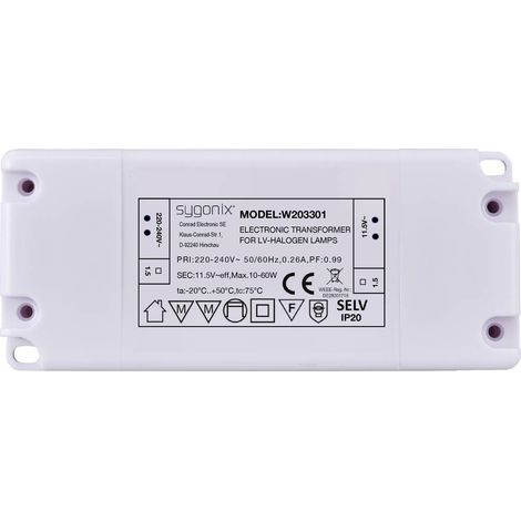 Sygonix SY-6313016 Trasformatori per lampade alogene 11.5 V/AC 10 - 60 W