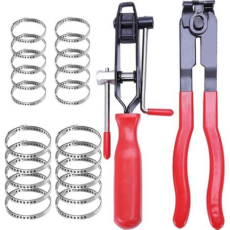 24-teiliges Starthilfe-Set für CV-Gelenke – Achsenausbau-Werkzeugsatz mit Schlauchschelle und Kfz-Befestigungswerkzeugen, 2 Klemmen, 10 Paar verstellbare Klemmen