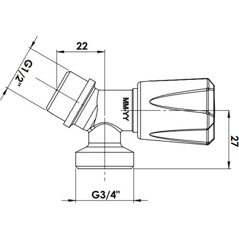 Somatherm – Robinet de machine à laver mâle 1/2' et 3/4' – Corps en laiton chromé CW617N – Compatible lave-linge et lave-vaisselle