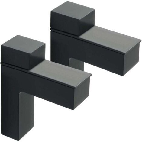 2Pcs Support d'Étagère en Verre Support de Tablette Réglable et Adaptable d'Épaisseu pour Salle de Bain, Fixation Murale à Vis, Finition Noire Mate en Alliage de Zinc (1/4)