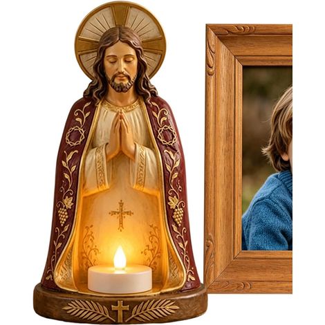 Jesus-Kerzenhalter-Statue, Weihnachtsdekoration, Tafelaufsatz, Teelichthalter, Figur, für Urlaub, Geburtstag, Zuhause, Wohnung, Wohnzimmer, Arbeitszimmer, Kirche (1/5)