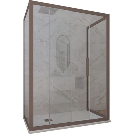 3-seitige Duschkabine 90x150x90 Klarglas Chocolate Deco Trio