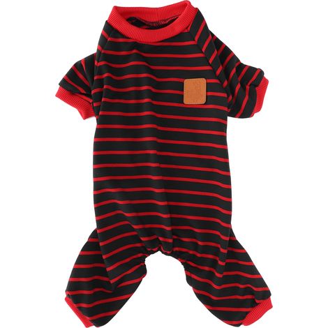 Combinaison Pour Chien - Tricot Rayé Doux En Polyester - Vêtement 4 Pattes Pour Voyage Et Maison - Taille M (1/5)
