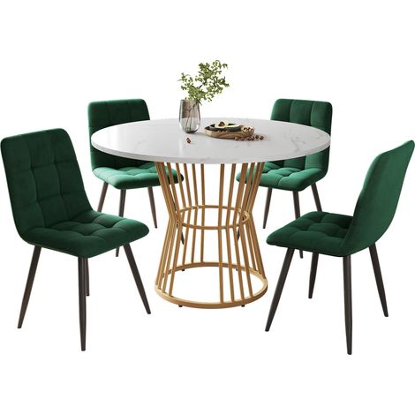 GagaEnsemble repas 5 pièces table ronde 100 cm vert (1/5)
