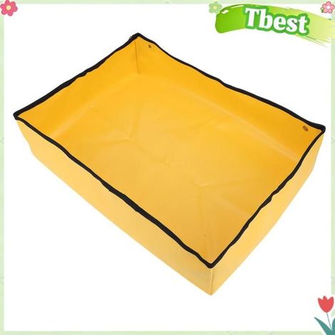 Tbest Bac à litière de voyage pliable Bac à litière de voyage pour chat, Portable, étanche, animalerie deplacement Jaune Grand (1/5)