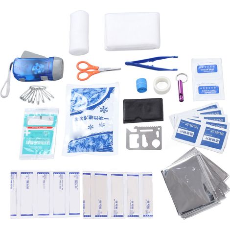 Trousse de secours d'urgence compacte et portable de 47 pièces, comprenant 18 types de trousses, pour la maison et l'extérieur. (1/5)