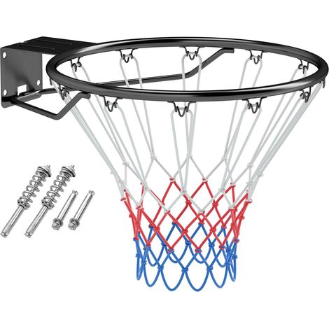Costway – Panier de basket mural 45 cm avec filet polyester – Jante à double ressort pour fixation murale – 12 boucles – Résistant aux intempéries