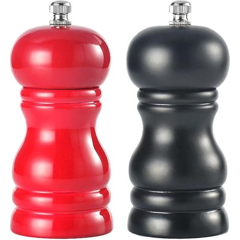 Handmühle aus Massivholz, Gewürzflasche, PU-Lackierung, Pfeffermühle – rotschwarz