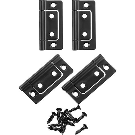 4Pcs Charnières de Porte Non-Mortaise 2x1 Pouces sans Bruit pour Portes Pliantes pour Armoires, Meubles de Fenêtres et Armoires avec Vis, Foncé (1/4)