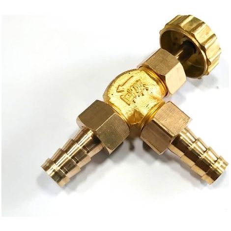 JSSEVN - 1/4 inch Brass Needle Valve Propane Butane Barbed Gas Regulator 1 MPa (1/5)