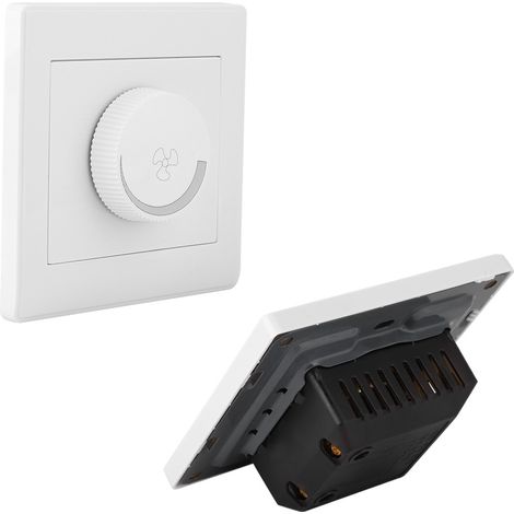 Interrupteur de vitesse pour ventilateur de plafond, panneau mural blanc, bouton AC250V 100W 86x86mm (1/5)