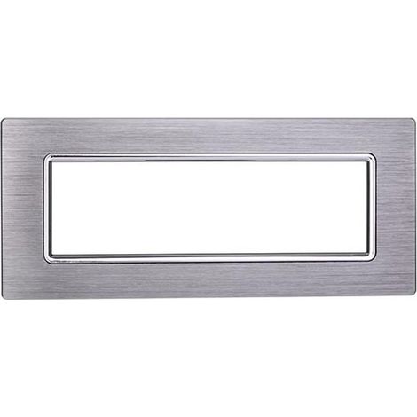 Plaque compatibles Bticino Livinglight 7 modules aluminium couleur argent brillant satiné