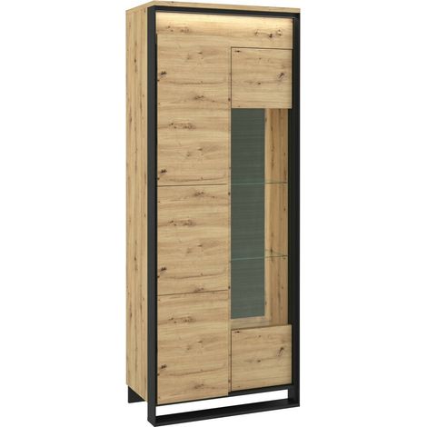 Étagère Luliru 102 , Avec des portes, Fermé, Verre trempé, Stratifié, Le nombre de portes: 0, Nombre de tiroirs: 0, 195x76x41cm, LED: Disponible (1/5)