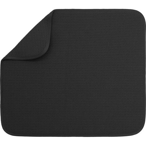 Tapis de séchage vaisselle, 40,6 x 45,7 cm, tapis absorbant en microfibre pour comptoir cuisine, ustensiles, casseroles et poêles, grand, noir - 40.6 45.7 cm'Black 40.6 x 45.7 cm'-'40.6 x 45.7 cm (1/5)