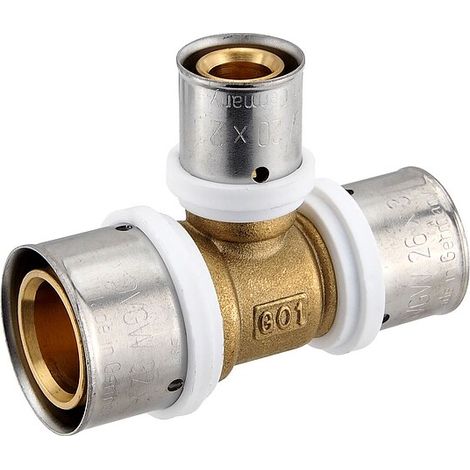 Pressfitting-T-Stück - reduziert - 32 x 3,0 - 20 x 2,0 - 26 x 3,0 mm für MV-Rohr