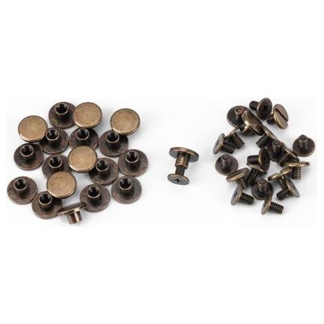20 pezzi Rivetti artigianali in pelle, Rivetti filettati a testa piatta in ottone resistente Rivetti in pelle fai da te per riparazioni fai da te per cintura, tracolla, borsa, portafoglio, decorazione (1/4)