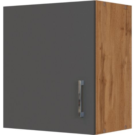 Armoire murale Sorrella 50cm 1 porte - anthracite/chêne (1/5)