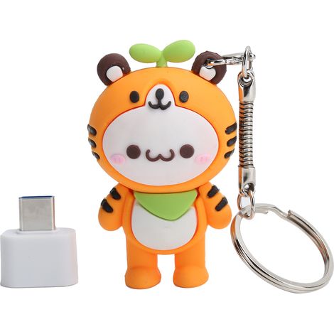 Clé USB 2.0 128GB avec Adaptateur Type-C Motif Tigre pour Ordinateur (1/5)