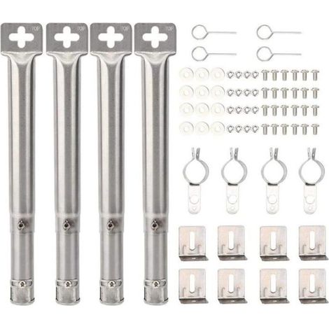Ensemble de 4 Tubes de Brûleur en Acier Inoxydable pour Barbecue à Gaz - Réglable de 12\" à 17,5\"