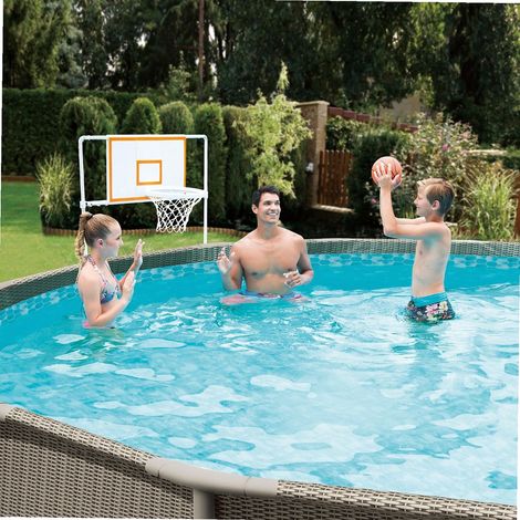 Summer Waves – Jeu de basket-ball pour piscine hors sol – Compatible piscines tubulaires – Ballon inclus – Installation facile et rapide