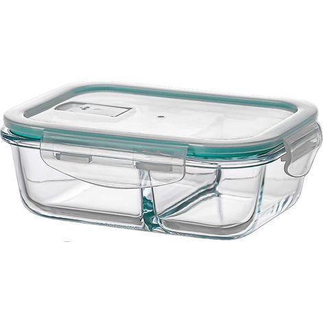Boîte Alimentaire Borosilicate Ovenza Hermétique, 2 Compartiments, Verre Borosilicate - Ovenza