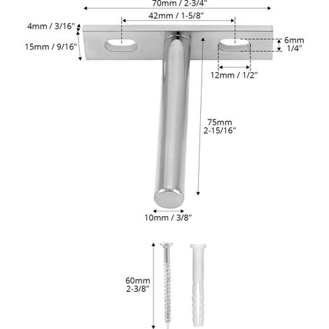 pezzi di staffe invisibili per mensole a muro - 75 mm - Supporti per mensole galleggianti in ferro pieno (1/4)
