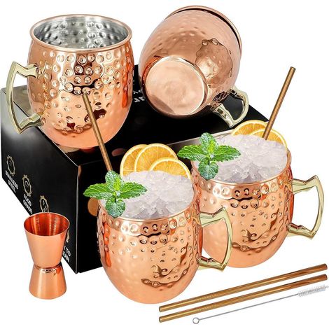 Moscow Mule Kupferbecher Set 4 Premium Becher Cocktail 540ml 4 Stück (1/5)