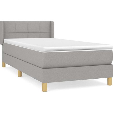 Maison Exclusive - Sommier à lattes de lit avec matelas Gris clair 80x200 cm Tissu (1/5)