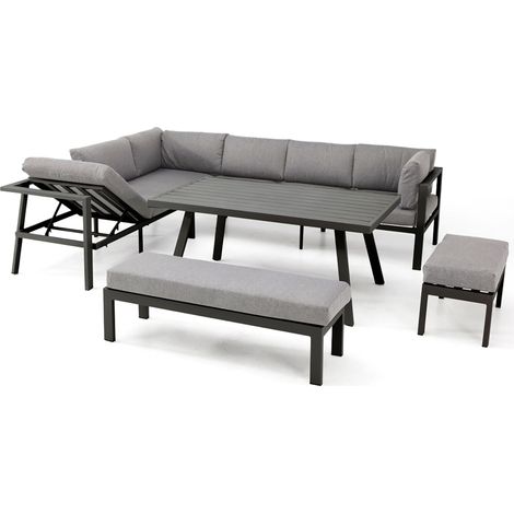 Ensemble repas de jardin - Gris anthracite - Aluminium - 9 places - ANTALYA - DCB GARDEN (1/5)
