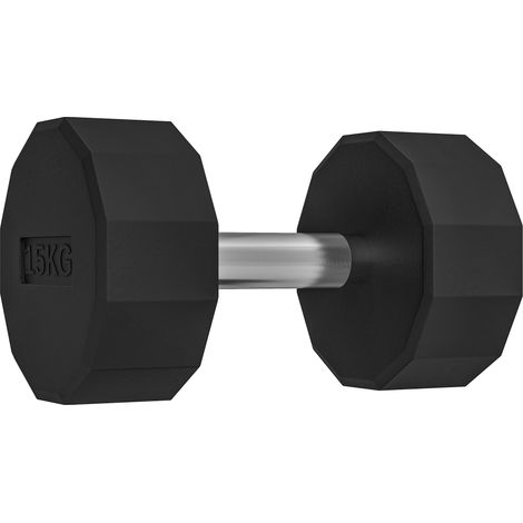 Kurzhantel mit rutschfestem Griff, Fitness, Heimtraining, 15 kg, schwarz