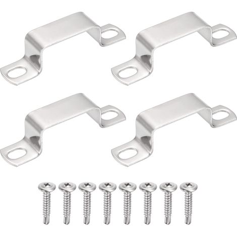 4Pcs Collier En U Pour Tube Carré, 40x20mm Support En Forme De U En Acier Inoxydable 304 Collier Carré Avec Vis Auto-Taraudeuses À Tête Phillips Pour Tuyaux Barre De Porte Fermée (1/5)
