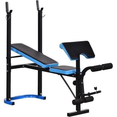 Adjustable Weight Bench with Leg Developer Barbell Rack for Lifting and Strength Training Multifunctional Workout Station for Home Gym Fitness, Black