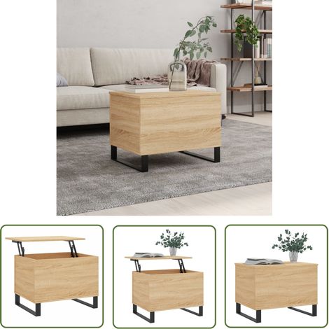 The Living Store Couchtisch Sonoma-Eiche 60x44,5x45 cm Holzwerkstoff - Couchtisch - Wohnzimmerstil - Holzwerkstoff - Möbel - Sofa Tisch (1/5)