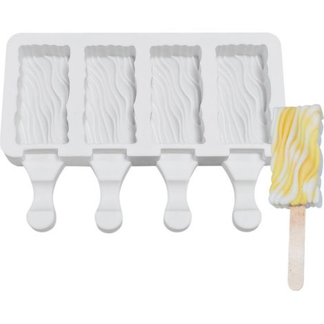 Moule à Glace Silicone 4 Cavités, Forme à Popsicle DIY pour Desserts Glacés et Sucettes Maison (1/5)