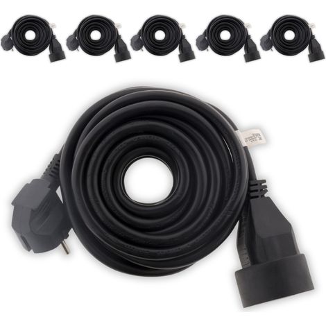 Lot de 6 prolongateurs 16A 2P+T HO5VV-F 3G1,5mm² - Noir 10m - Zenitech