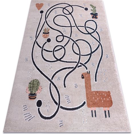 Teppich FUN Game für Kinder, Spiel, Lama beige multicolour 120x170 cm