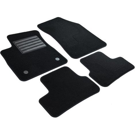 Custom-Fit Floor Mats for Renault Megane IV, Black Velour, with Original Fixings and Heel Pad (1/5)