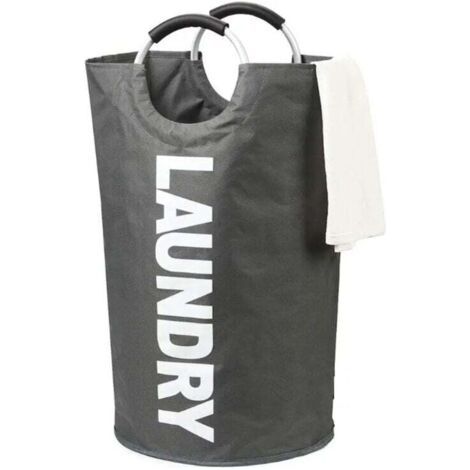 QORVA-Paniers à linge 82L, sacs à linge pliables, paniers à linge pliables grande capacité (gris foncé) (1/3)
